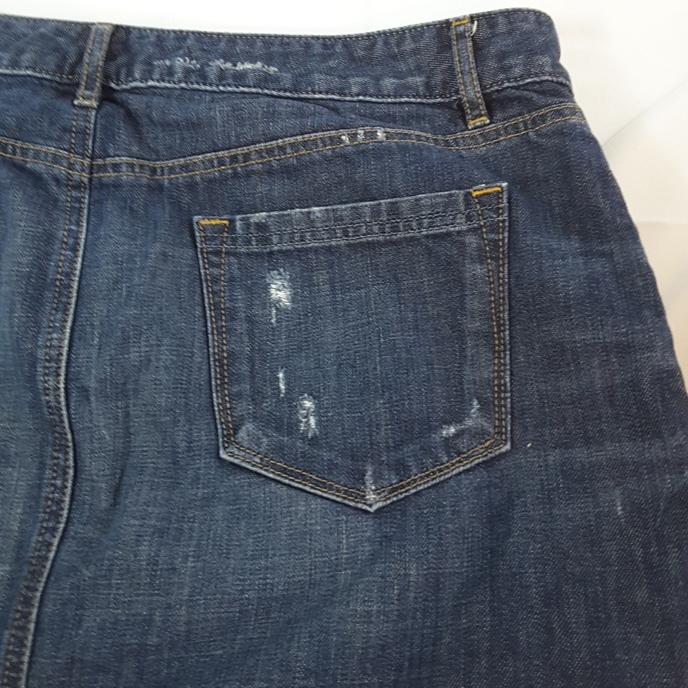 Loft Distressed Jean mini skirt Size 12 - Picture 6 of 7